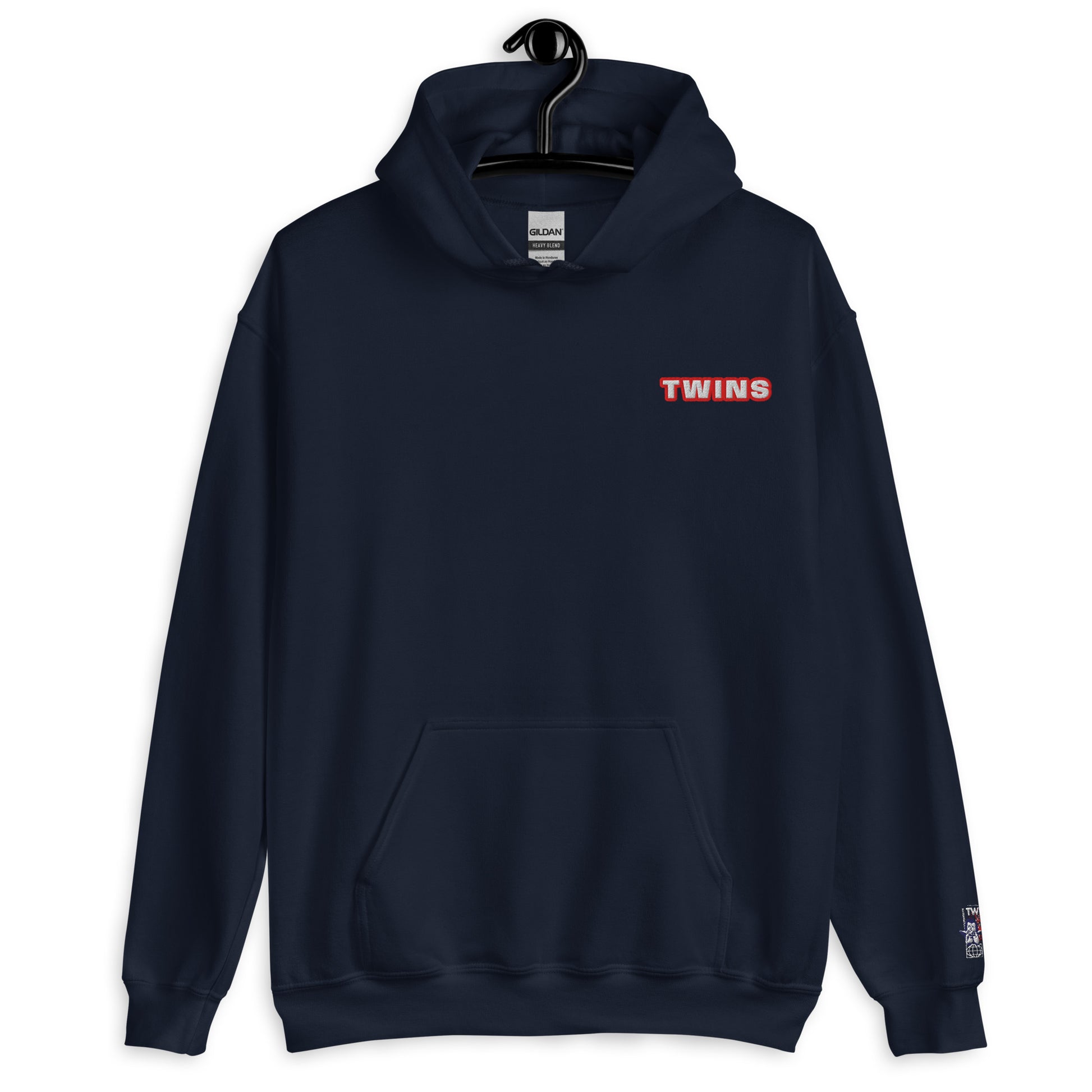 Sweat à capuche Twins Urban Style bleu marine face - broderie Twins