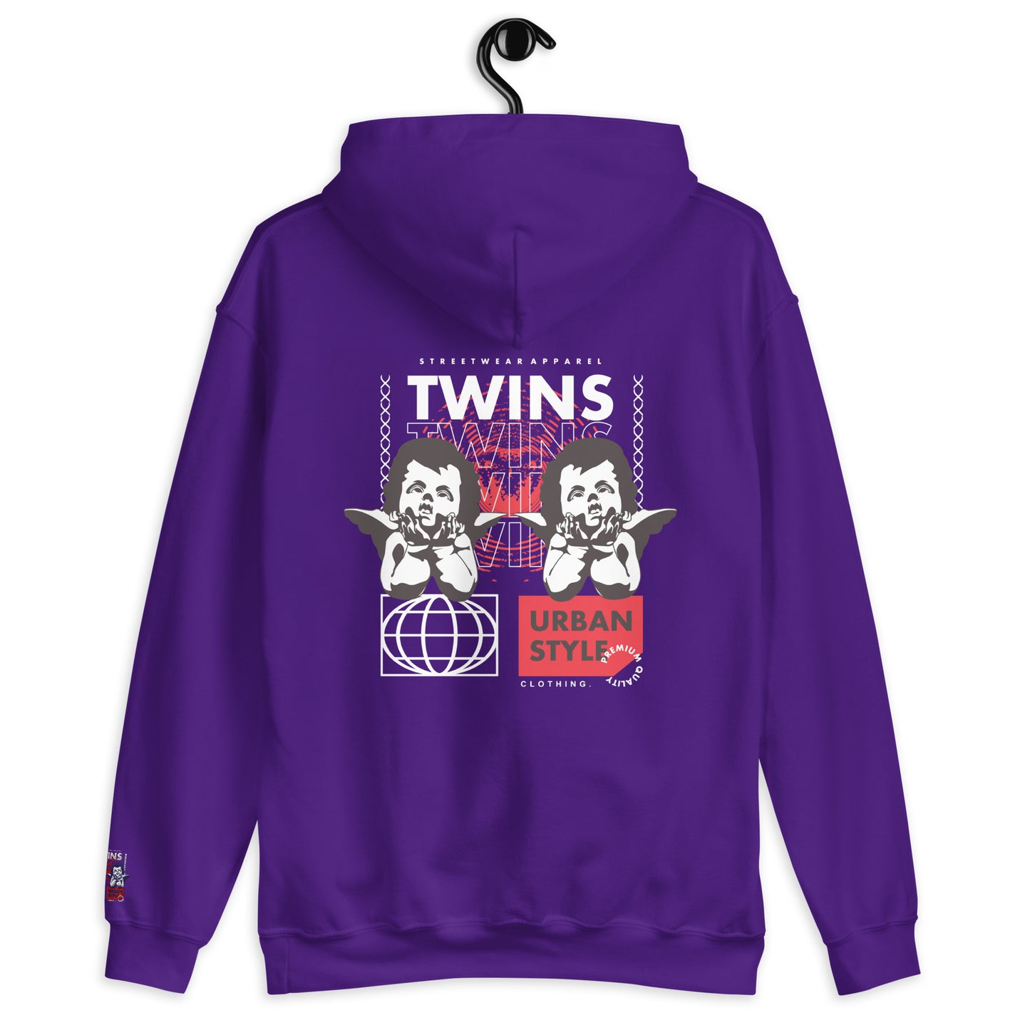 Sweat à capuche Twins Urban Style violet dos - chérubins streetwear