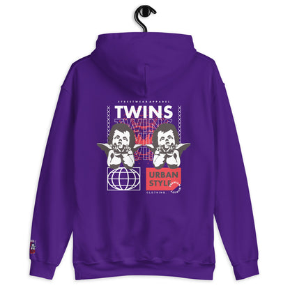 Sweat à capuche Twins Urban Style violet dos - chérubins streetwear