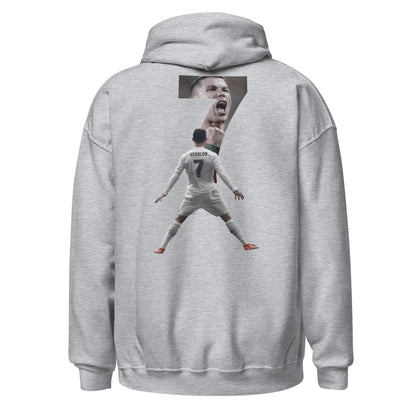 Pull à capuche CR7 Cristiano Ronaldo gris sport dos – imprimé Ronaldo