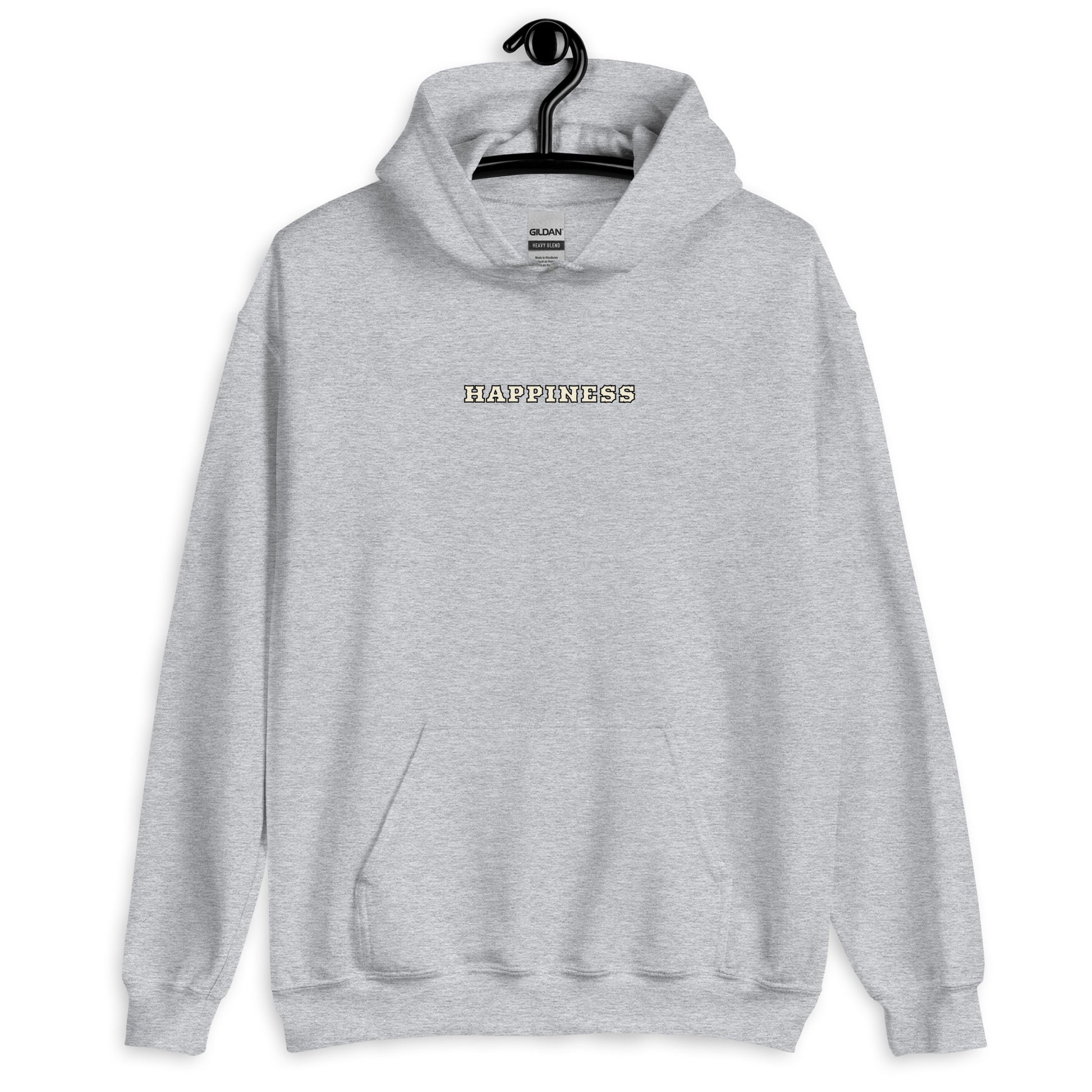 Sweat à capuche Happiness Worldwide gris sport face - broderie