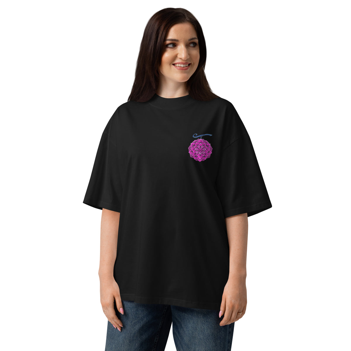T-shirt col montant collage manga noir face
