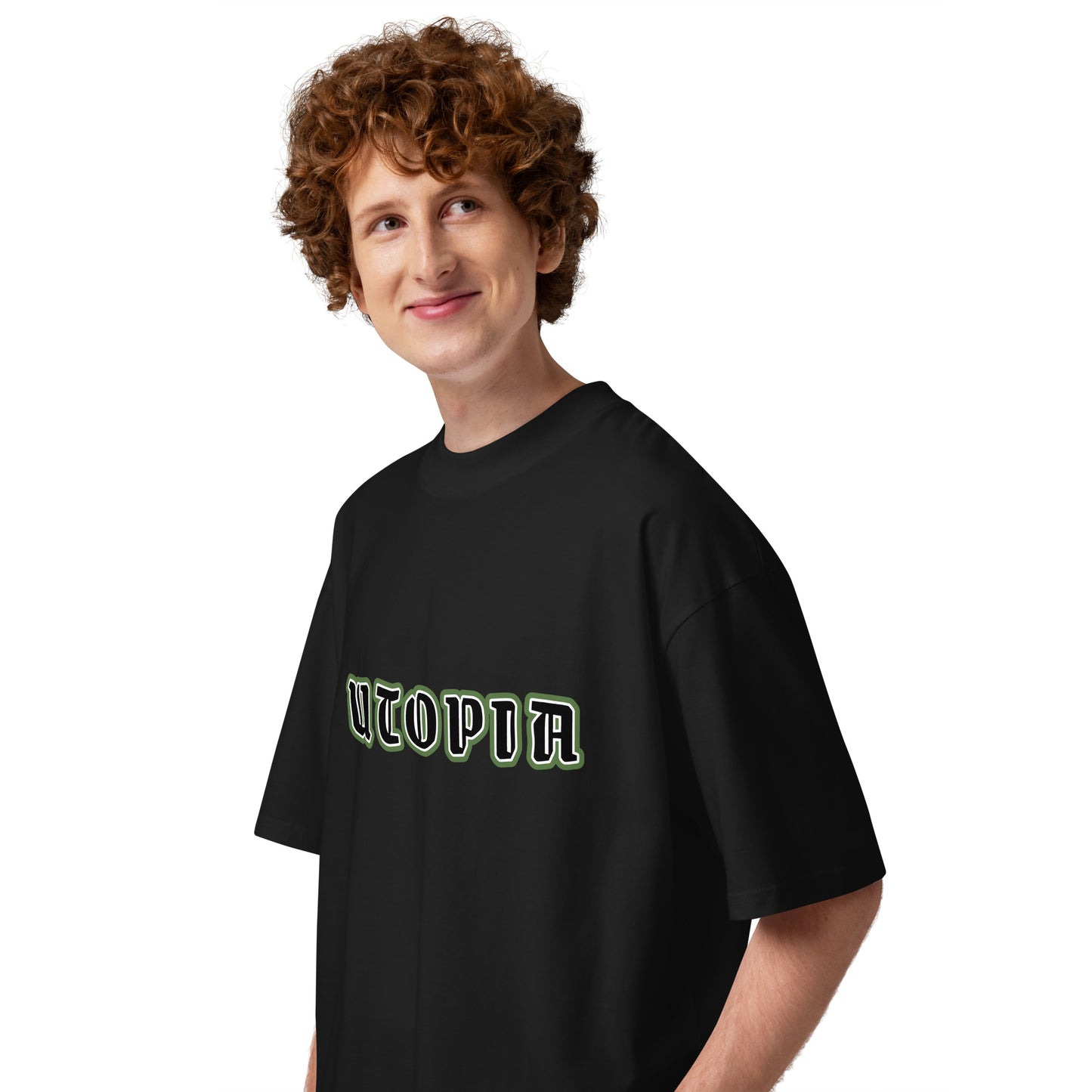 T-shirt oversize Utopia noir - profil gauche