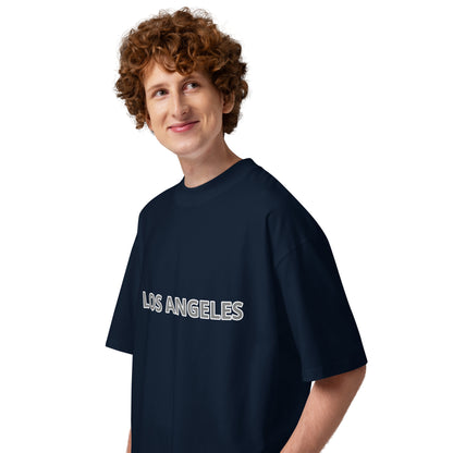 T-shirt oversize Los Angeles Superior Bleu Marine profil - logo Los Angeles imprimé sur la poitrine