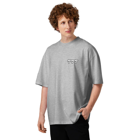 T-shirt col montant Dreamer 777 gris chiné face - imprimé 777 à la poitrine