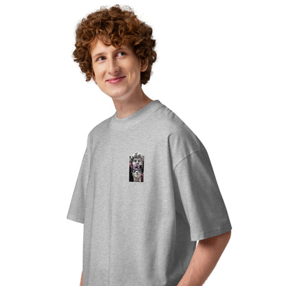 T-shirt col montant Chaos Has Come Again Gris Chiné profil gauche - coupe oversize streetwear