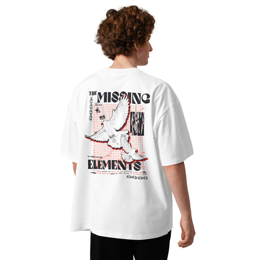 T-shirt col montant The Missing Elements Blanc vue de dos - grand imprimé colombes au dos