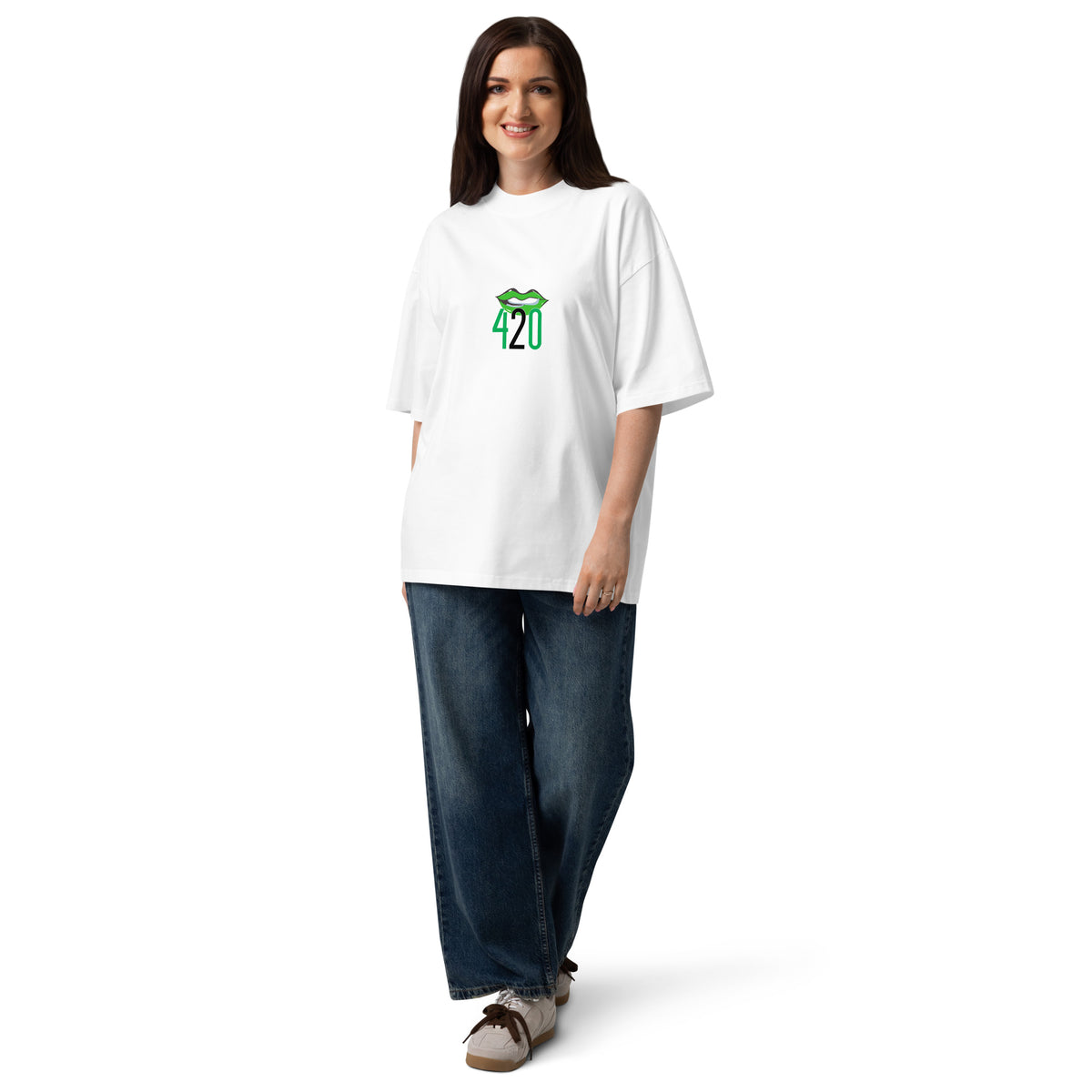 T-shirt oversize Happy 420 blanc, look complet streetwear cannabis