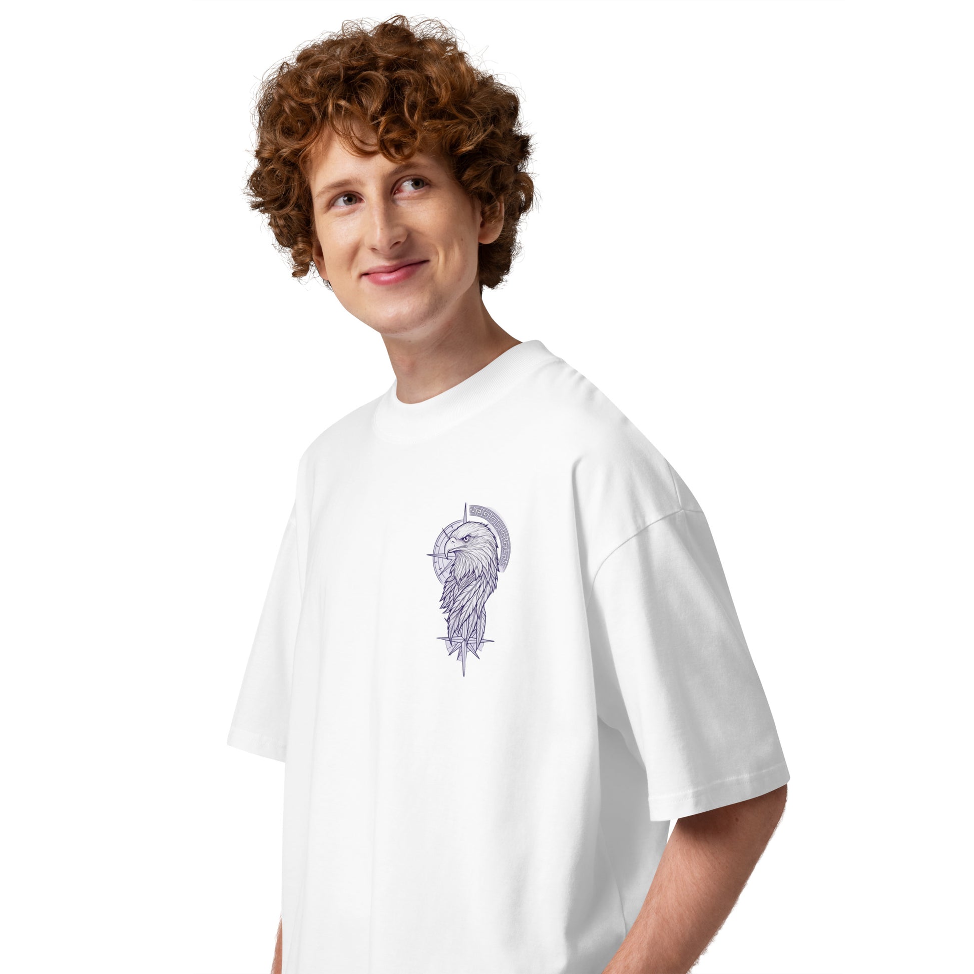 T-shirt col montant Freedom Eagles blanc profil gauche
