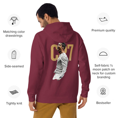 Pull à capuche CR7 Cristiano Ronaldo bordeaux dos – grand imprimé Ronaldo