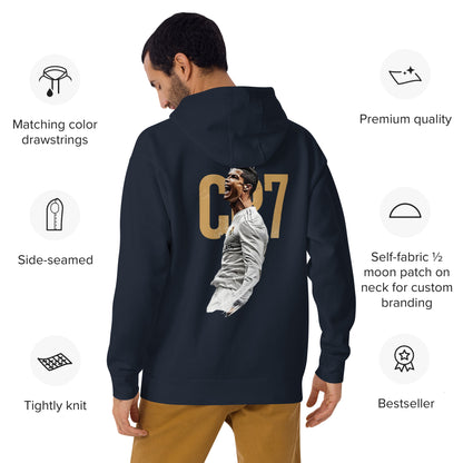 Pull à capuche CR7 Cristiano Ronaldo bleu marine dos – imprimé Ronaldo