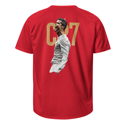 Maillot CR7 Cristiano Ronaldo rouge dos – grand imprimé football