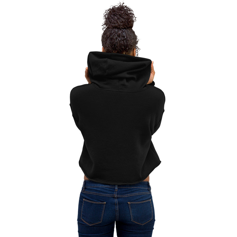 Sweat à capuche court Twins noir dos - coupe courte femme